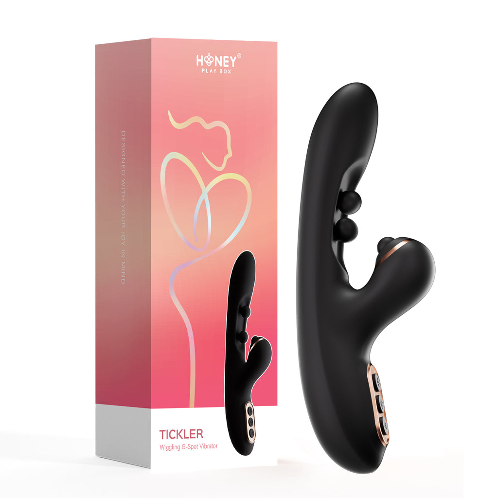 Tickler- Wiggling G-Spot Vibrator & Tapping Clitoral Stimulator - Black - Honey Play Box - VS-32-978BL