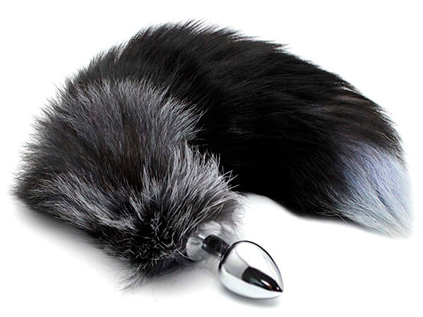 Black & White Fox Tail Medium - Alive ( 70434)