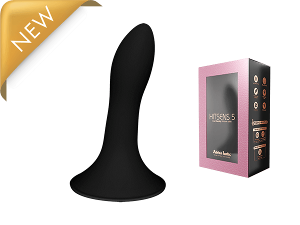 Hitsens 5 , 5 inch Black , Dual density silicone dildo with Silex , Adrien Lastic - 24059