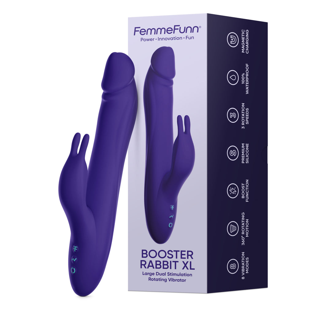 Booster Rabbit XL -  Large Rotating Rabbit Vibrator- Dark Purple - FemmeFunn - FF-1047-2D
