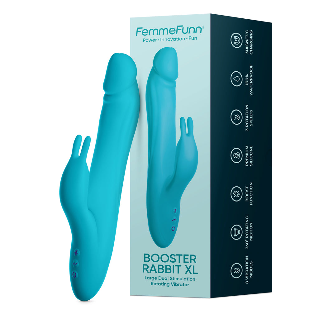 Booster Rabbit XL -  Large Rotating Rabbit Vibrator- Turquoise - FemmeFunn - FF-1047-04