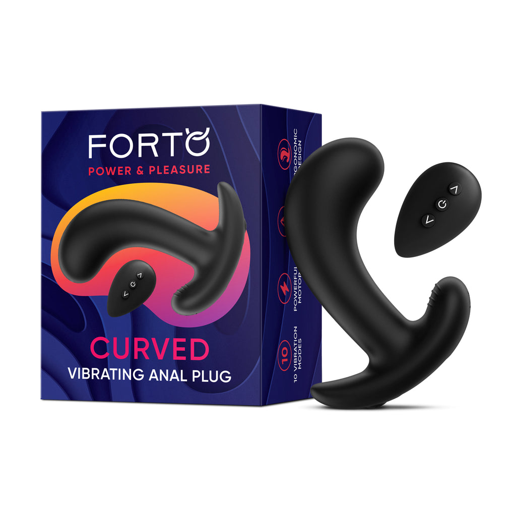 CURVED VIBRATING ANAL PLUG- BLUE - FORTO (FO-5006-05)