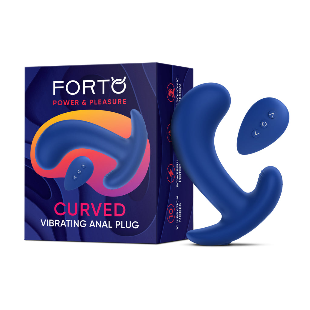 CURVED VIBRATING ANAL PLUG- BLUE - FORTO (FO-5006-12)