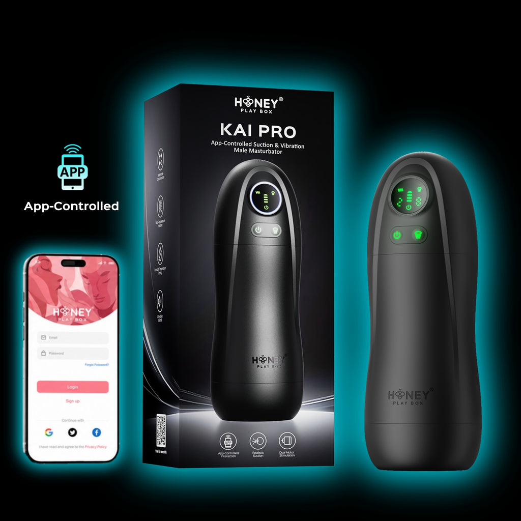 KAI PRO - app-controlled-sucking-vibrating-male-masturbator - Black - Honey PlayBox
