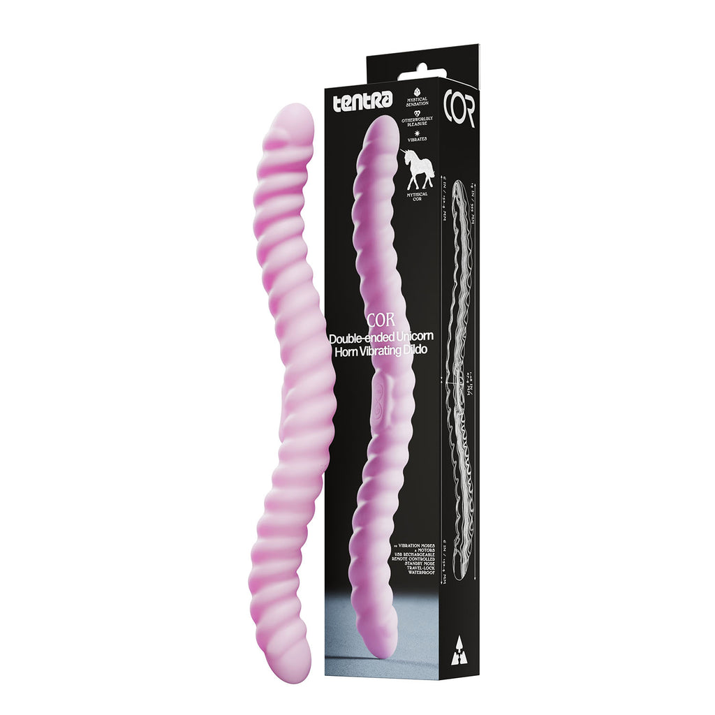 COR - Unicorn Horn double-Ended Vibrating Dildo - Pink - Tentra (TT-9009-01)