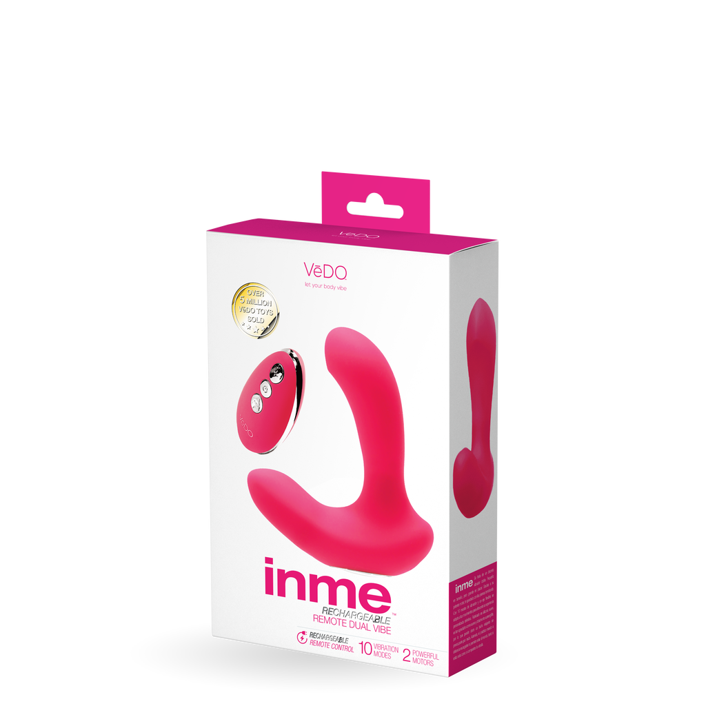 Inme Rechargeable Remote Flexible Shaft Dual Vibe- Pink -VēDO- VI-P2609
