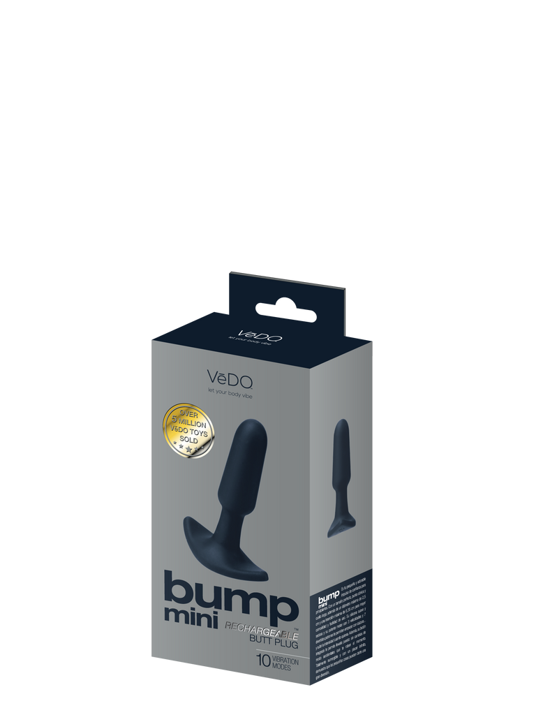 BUMP MINI RECHARGEABLE BUTT PLUG - BLACK- VEDO - VI-P2908