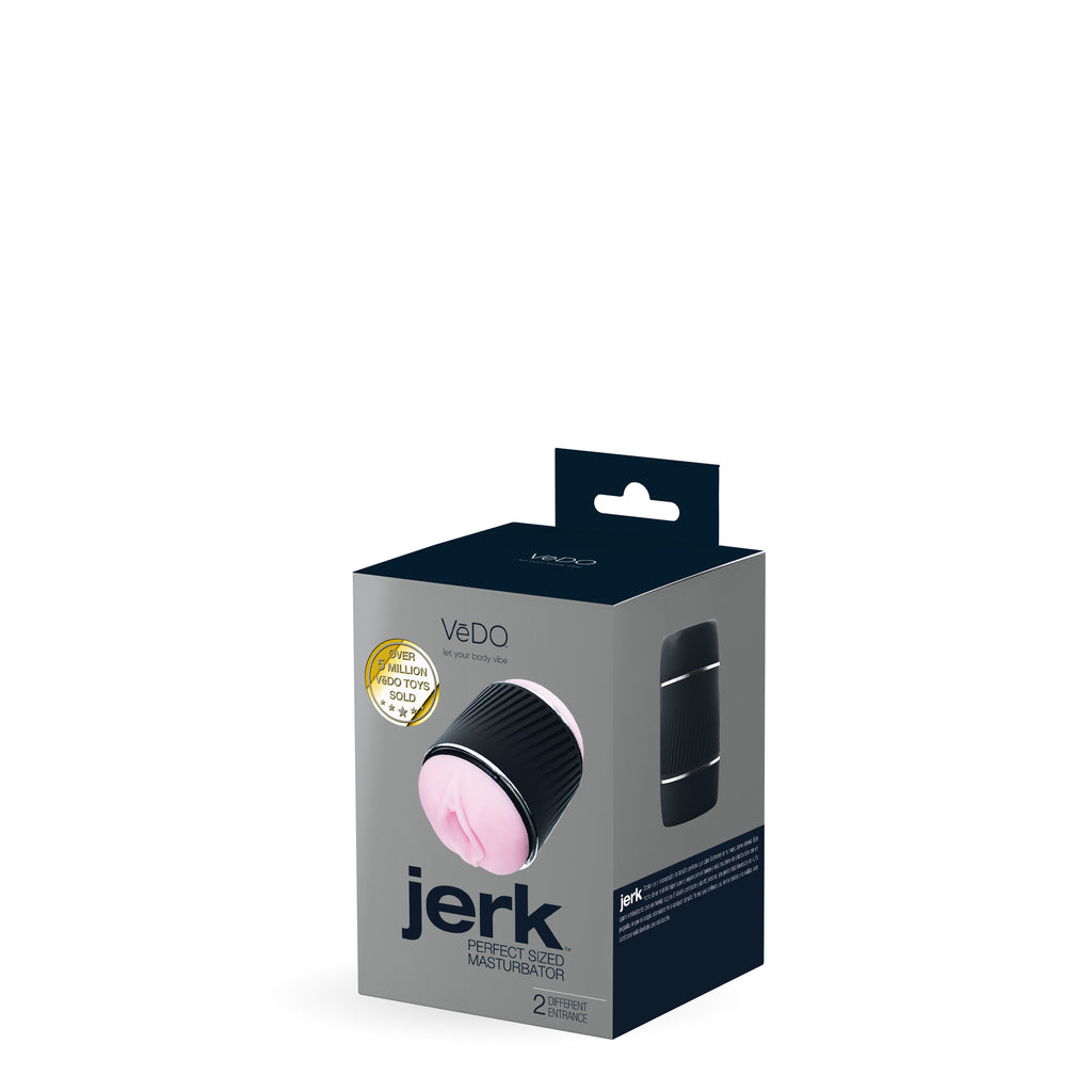 JERK MASTURBATION SLEEVE - 2 SIDE SHAPE- BLACK WITH PINK SLEEVE- VEDO - VI-S0809