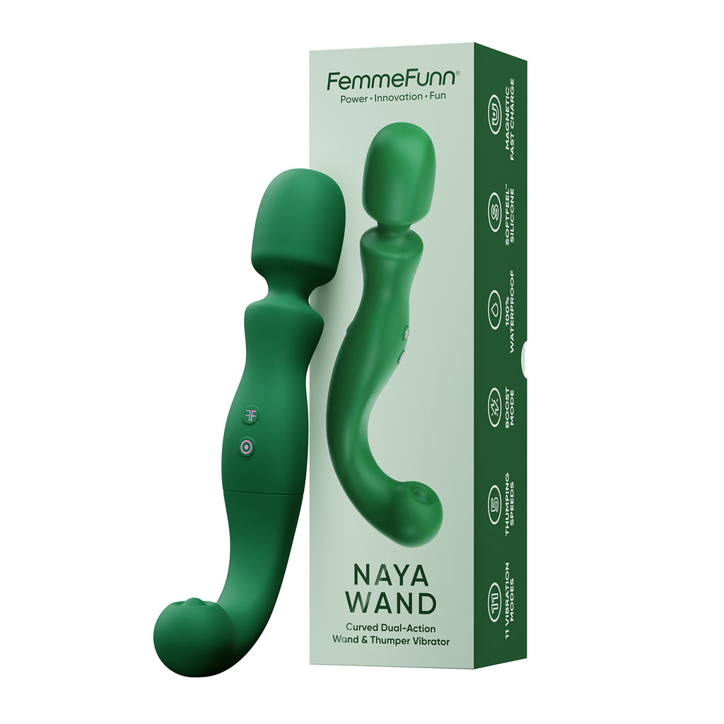 Naya Wand - Dual Vibrating & Thumping wand - Dark Green - Femmefunn - FF-1058-17 - msrp sugg  139.99$ -149.99$