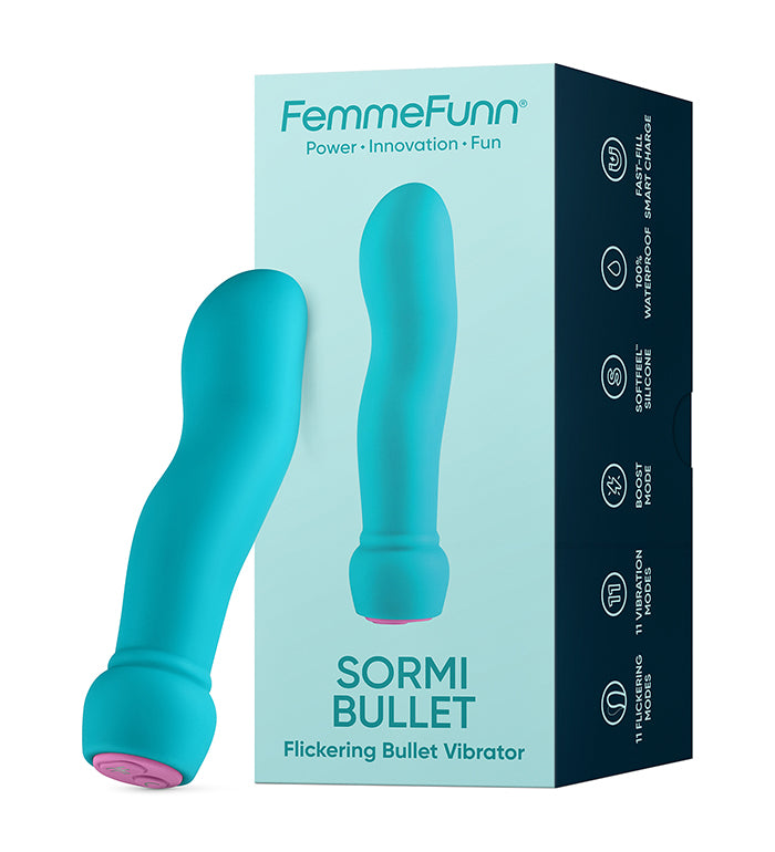 Sormi Bullet Flickering Bullet Vibrator- Turquoise - Femmefunn - (FF-1048-04)