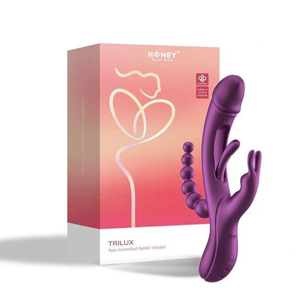 Trilux - App -Controlled Kinky Finger Rabbit Vibrator with Anal Beads- Purple- Honey Play Box -VS-22-952PU