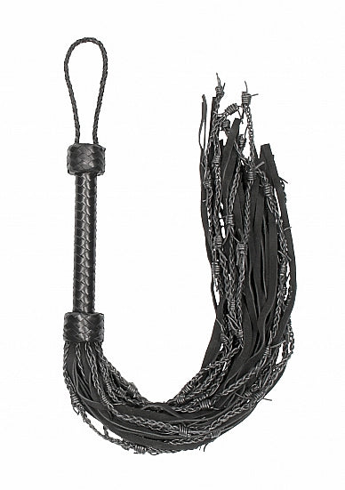 Leather Suede Barbed Wired Flogger - Black ( pai013blk)