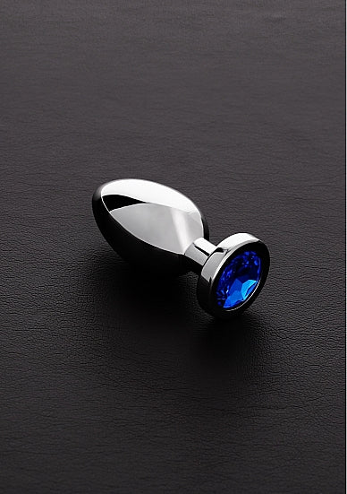 Jeweled Butt Plug BLUE - Small - Steel