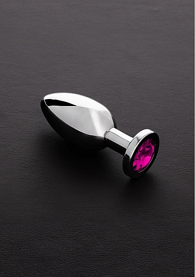 Jeweled Butt Plug PINK - Medium -Steel