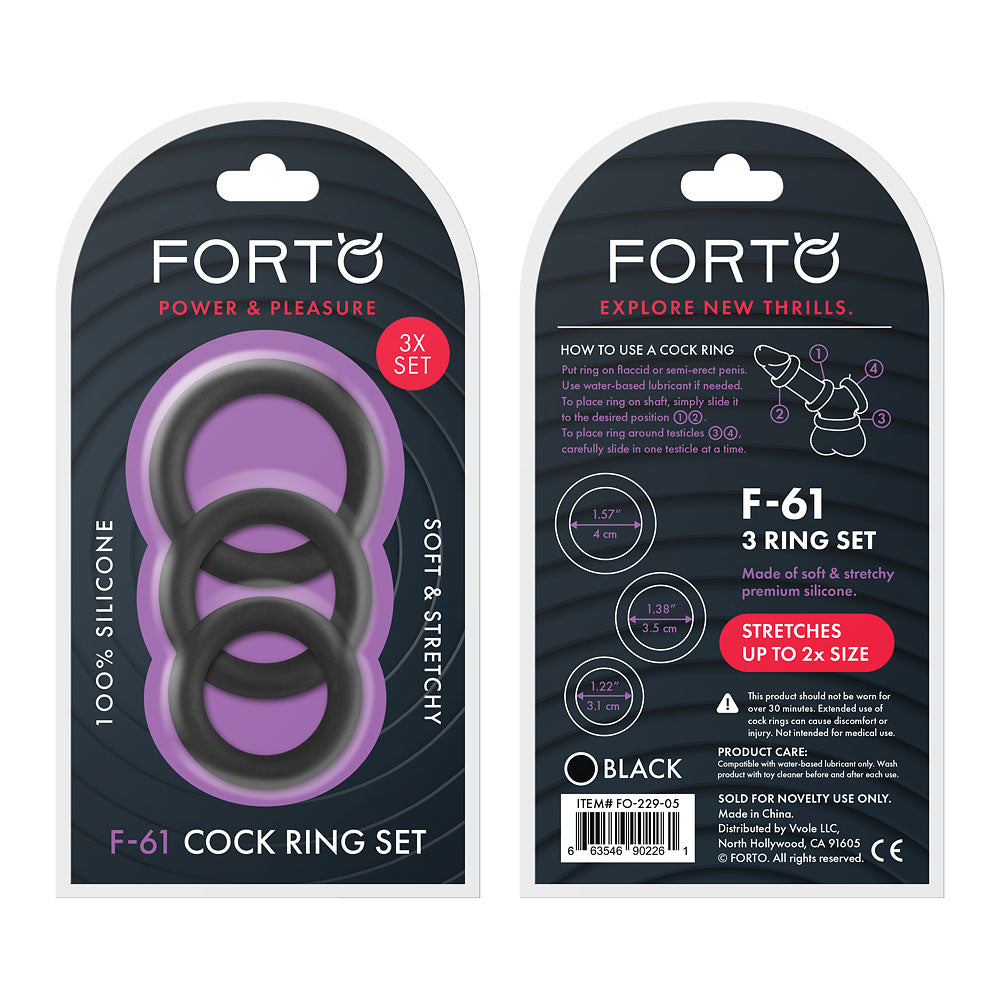 F-61 Black 3 Piece C-Ring 100% Silicone ( fo-229-05)