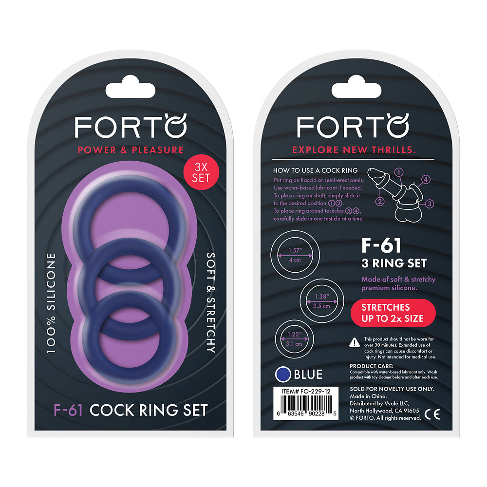 F-61 Blue 3 Piece C-Ring 100% Silicone ( fo-229-12)