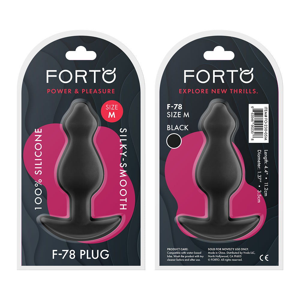 F-78 Pointee Plug Medium Black 100% Silicone ( fo-230-05m)