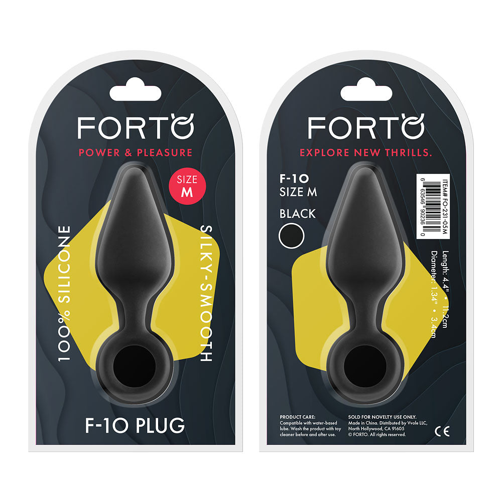 F-10 Silicone Plug with Pull ring Medium Black ( fo-231-05m)