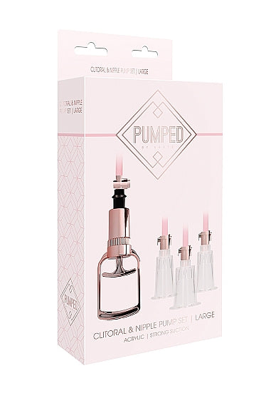 Clitoral & Nipple Pump Set Large - Rose Gold - Pumped - Shots - pmp025ros