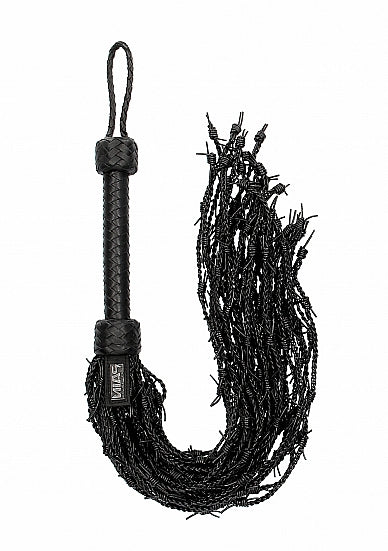 Leather Barbed Wire Flogger - Black- Pain by Shots - ( pai008blk)- Discontinued