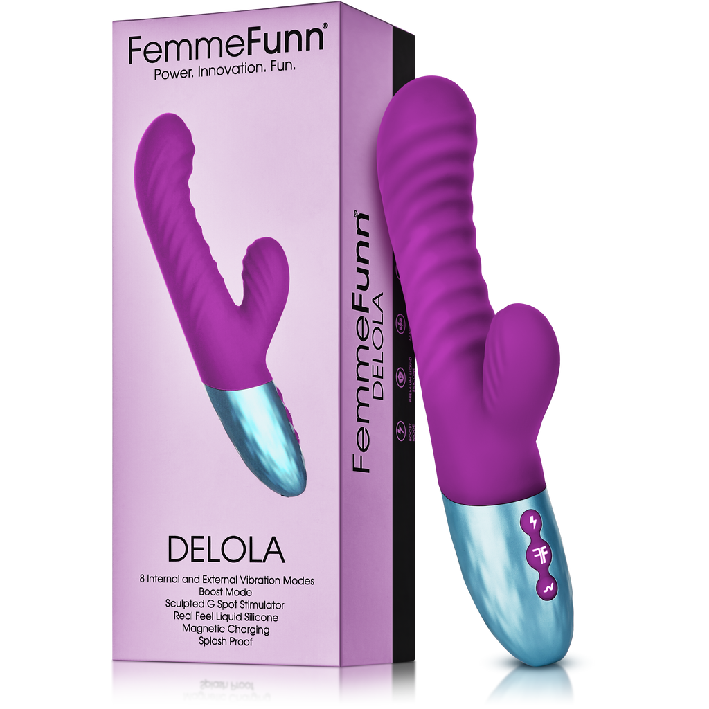 Delola - Purple - Femmefunn - Double Layerd Liquid Silicone Rabbit (FF-1027-02)