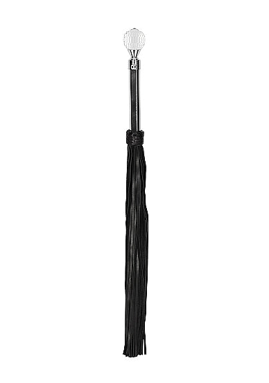 Sparkling Round metal Handle Leather Flogger - Black ( pai044blk) Pain By Shots