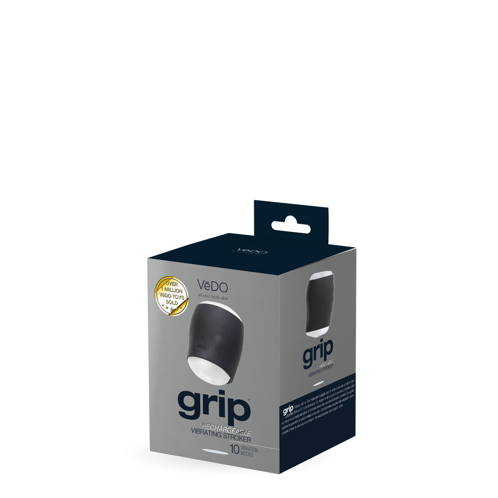 Grip Rechargeable Vibrating Sleeve- Black - Vedo ( VI-S0508)