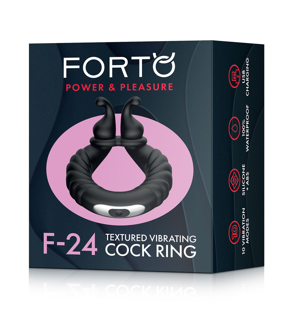 F-24: TEXTURED VIBRATING COCKRING- BLACK- FORTO ( FO-240-05) MSRP 79.99$