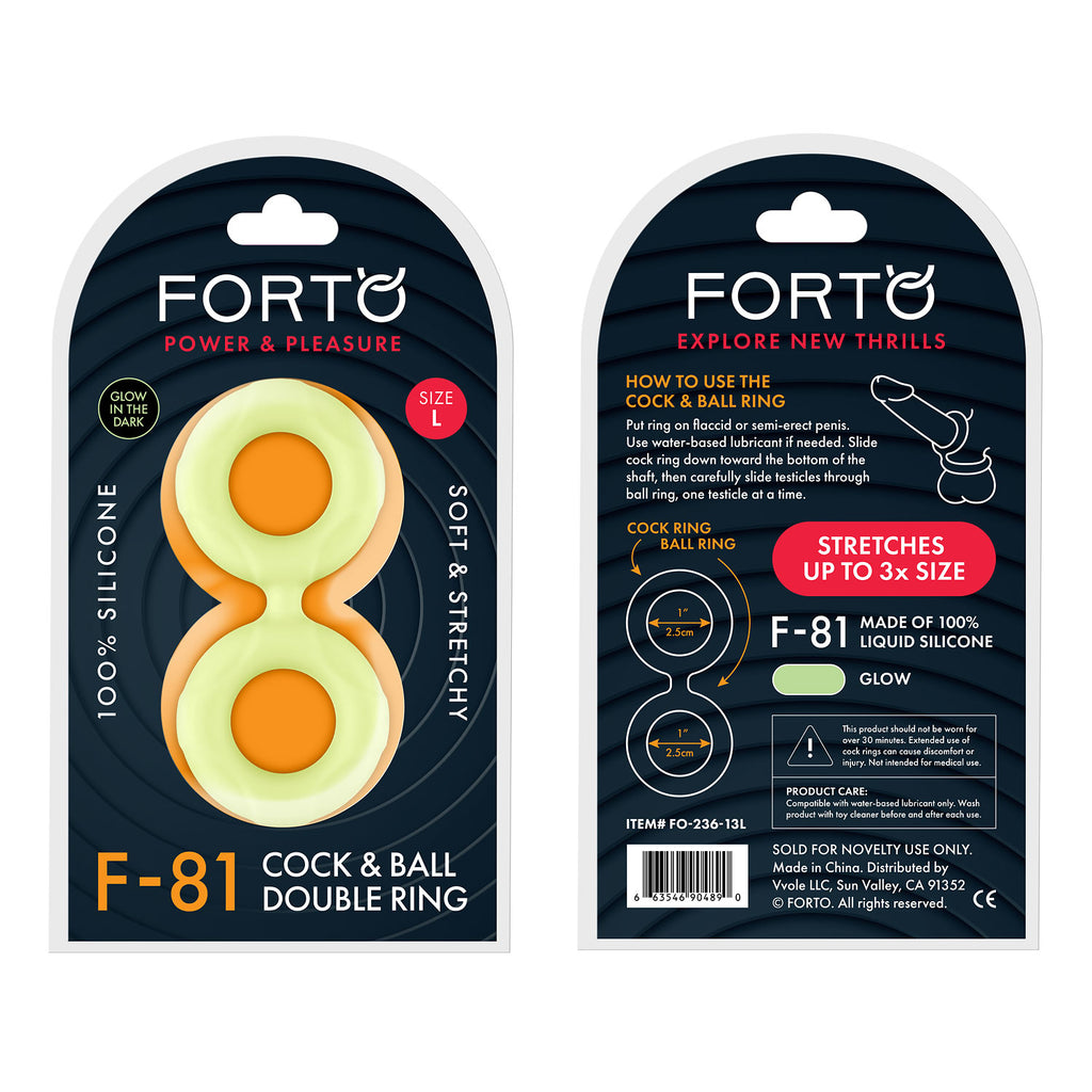 F-81: DOUBLE RING (LIQUID SILICONE)- GLOW- LARGE - FORTO (FO-236-13L)