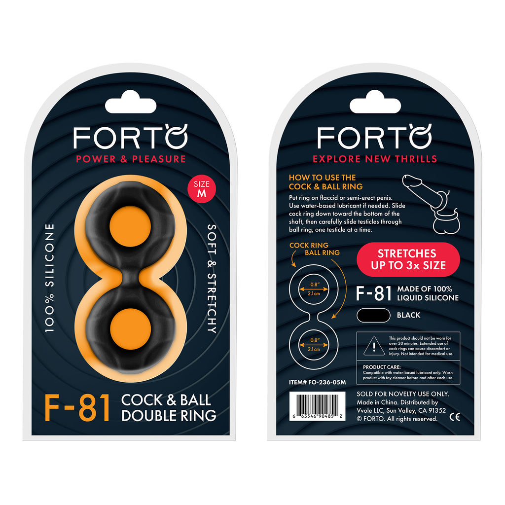 F-81: DOUBLE RING (LIQUID SILICONE)- BLACK - MEDIUM - FORTO (FO-236-05M)