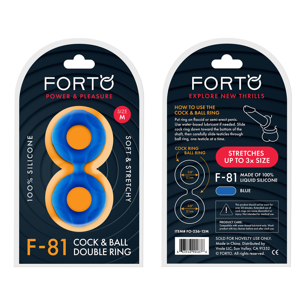 F-81: DOUBLE RING (LIQUID SILICONE)- BLUE - MEDIUM - FORTO (FO-236-12M)