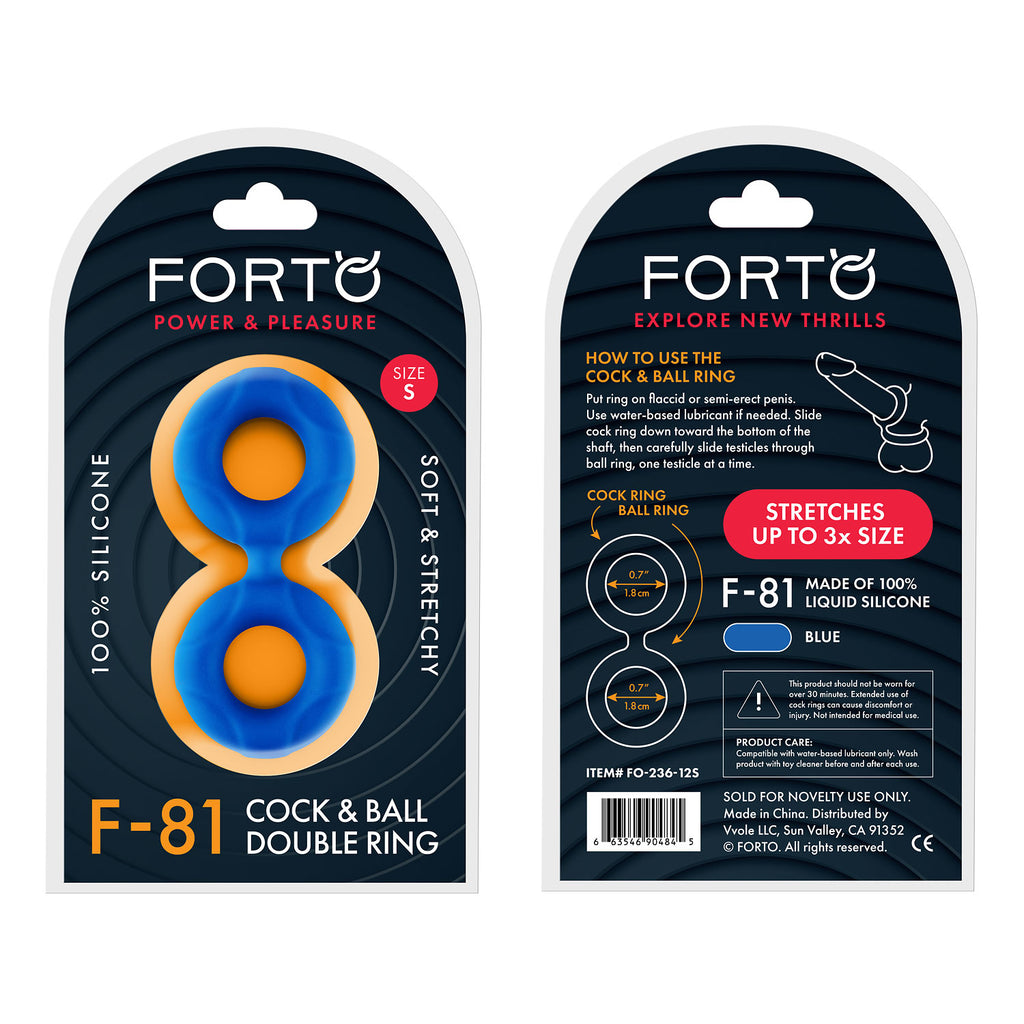 F-81: DOUBLE RING (LIQUID SILICONE)- BLUE - SMALL - FORTO (FO-236-12S)