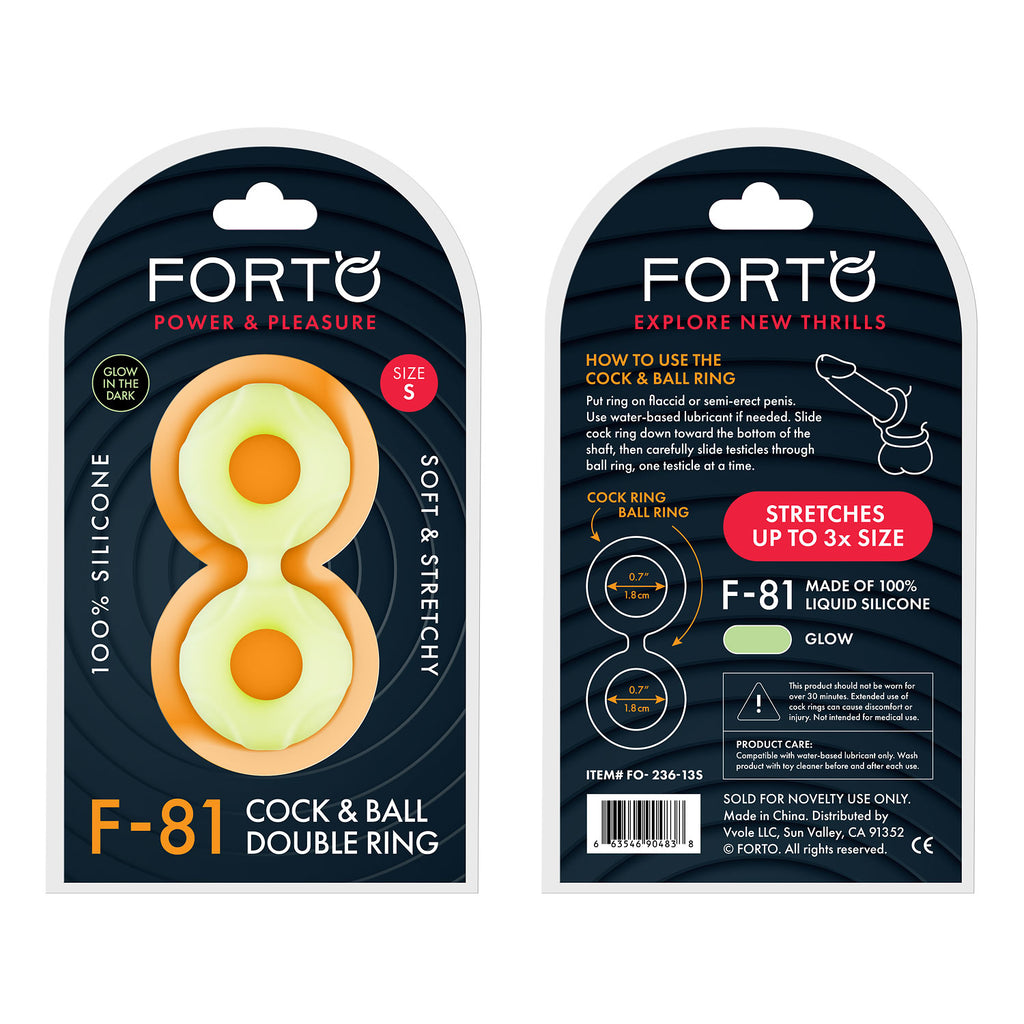 F-81: DOUBLE RING (LIQUID SILICONE)- GLOW- SMALL - FORTO (FO-236-13S)