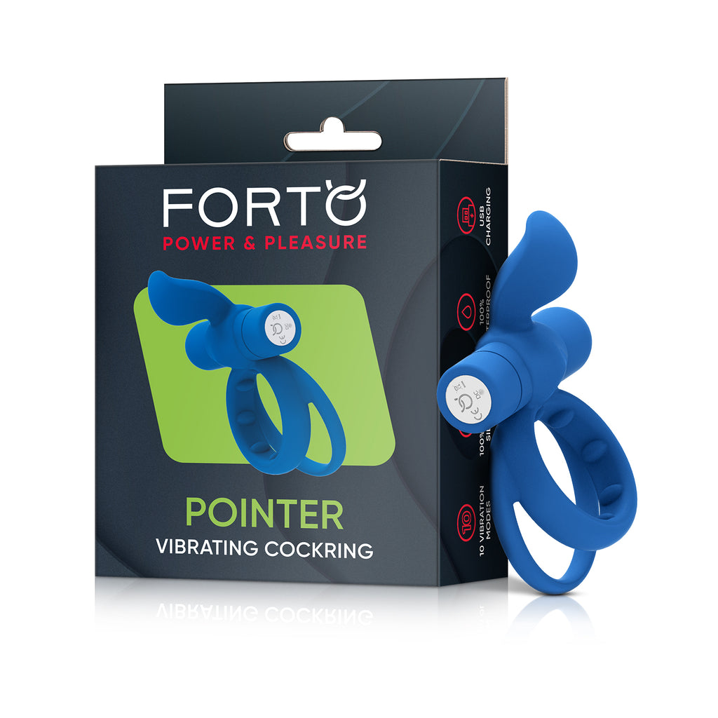 POINTER VIBRATING COCKRING- Rechargeable - Blue - Forto (FO-5005-12)