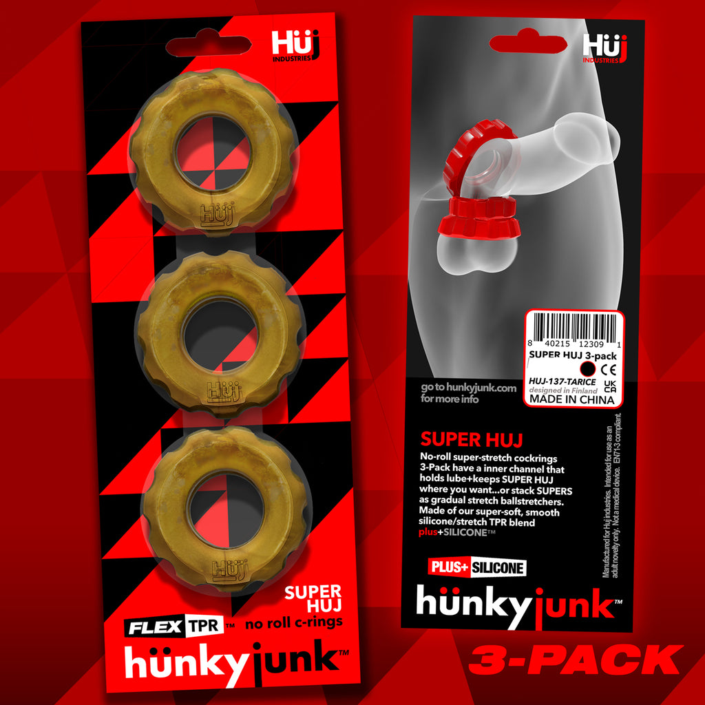 SUPERHUJ 3-PACK COCKRINGS BY HÜNKYJUNK-Bronze Metallic- (HUJ-137-brz)