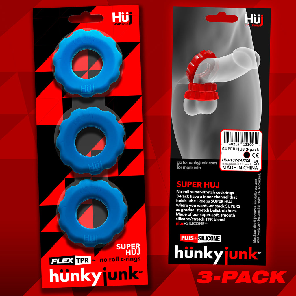 SUPERHUJ 3-PACK COCKRINGS BY HÜNKYJUNK-Teal Ice- (HUJ-137-telice)