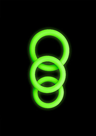 3 pcs Cock Ring Set - Glow in the Dark-OUCH-(OU731GLO)