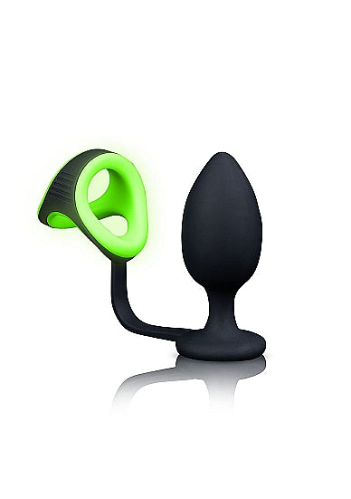 Butt Plug with Cock Ring & Ball Strap - Glow in the dark-OUCH (OU726GLO)