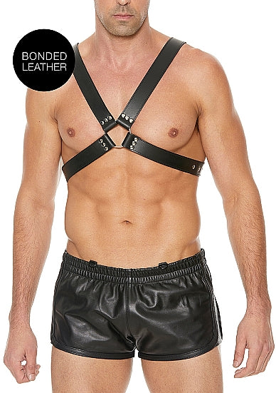 Men's Large Buckle Harness - One Size - Black- Ouch - Shots ( ou556blk)