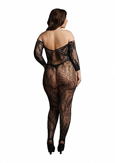 Lace Sleeved Bodystocking - Black - OSX - LE DÉSIR- Plus Size (DES033BLKOSX)