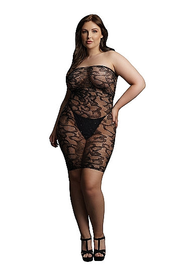 Star Rhinestone Dress- Black - Plus Size - Le Désir ( DCH003BLKOSX)