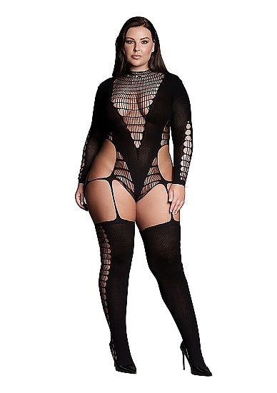 Kalyke XXIII - Bodystocking with Turtleneck - Plus Size - Le Desir Shade (SHA010BLKOSX)