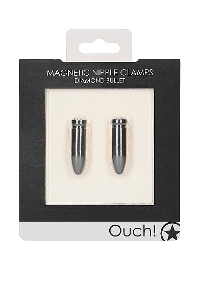 Magnetic Nipple Clamps - Diamond Bullet - Grey - Ouch (OU527GRY)