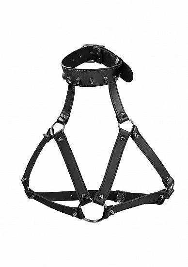 Ouch! Skulls and Bones - Harness with Skulls & Spikes - Black (OU304BLK)  old collection